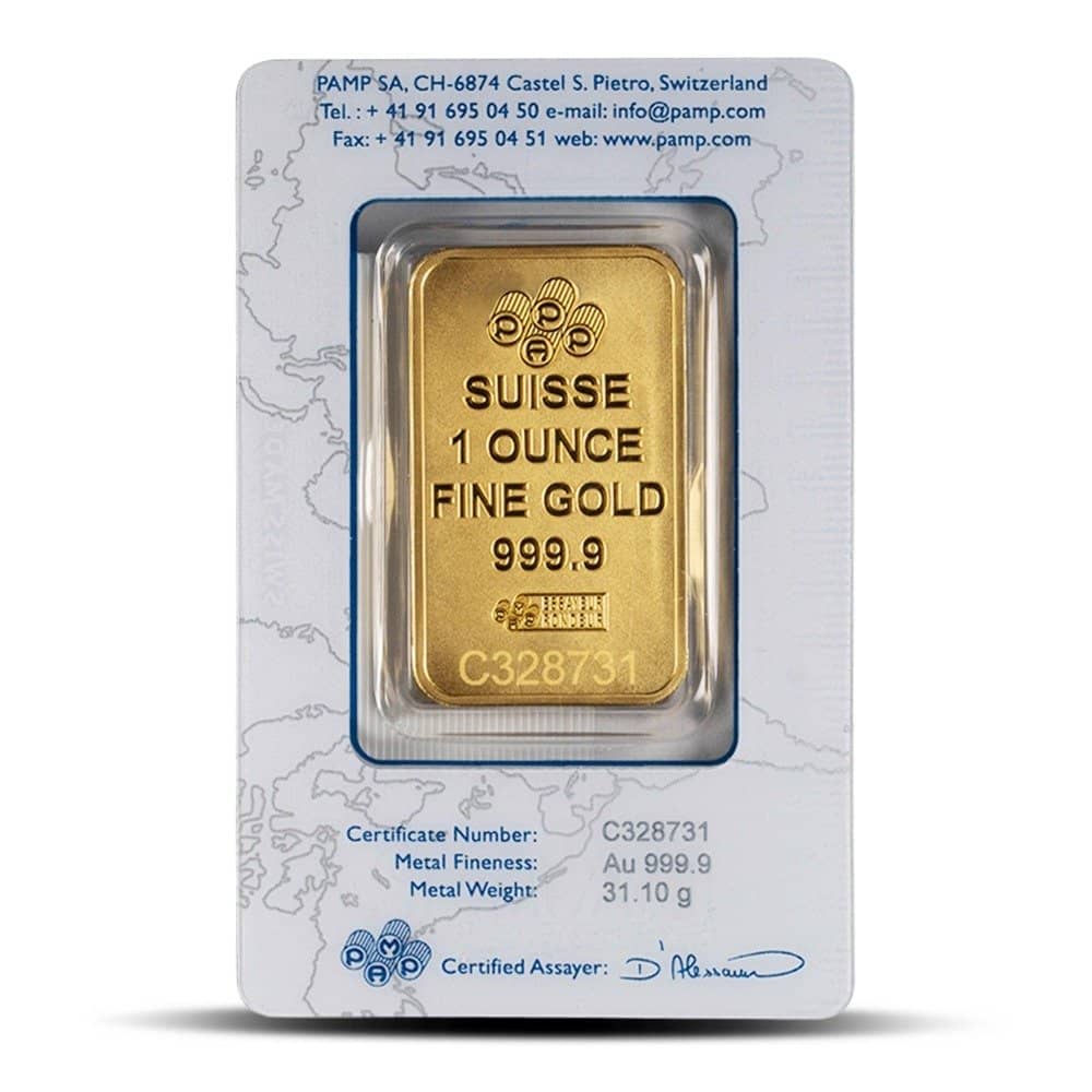 1 oz PAMP Suisse Gold Bar For Sale