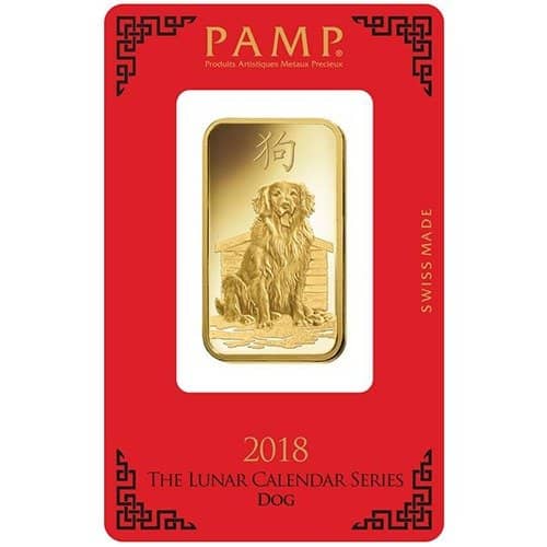 1 oz PAMP Suisse Lunar Dog Gold Bar