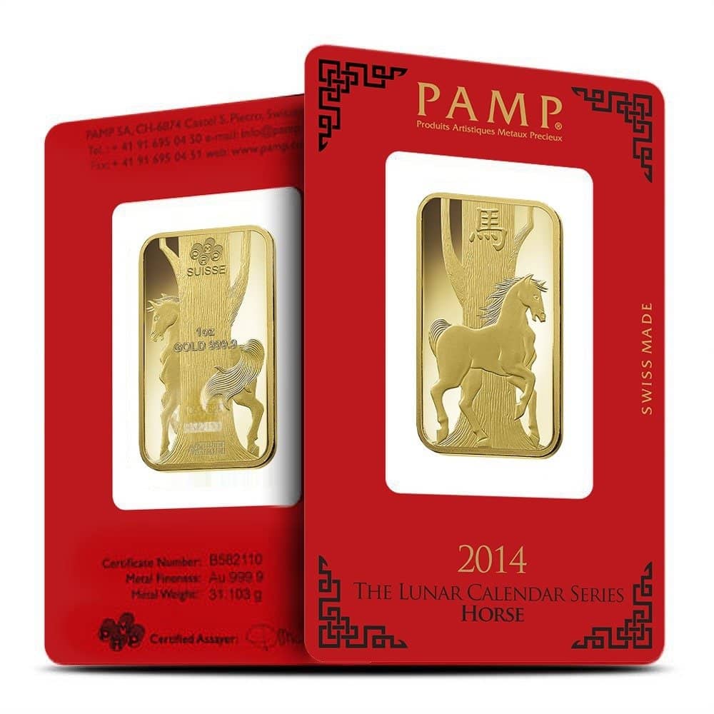 1 oz PAMP Suisse Lunar Horse Gold Bar 1 oz PAMP Suisse Lunar Horse Gold Bar