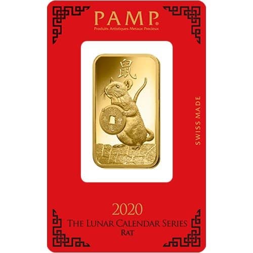 1 oz PAMP Suisse Lunar Rat Gold Bar