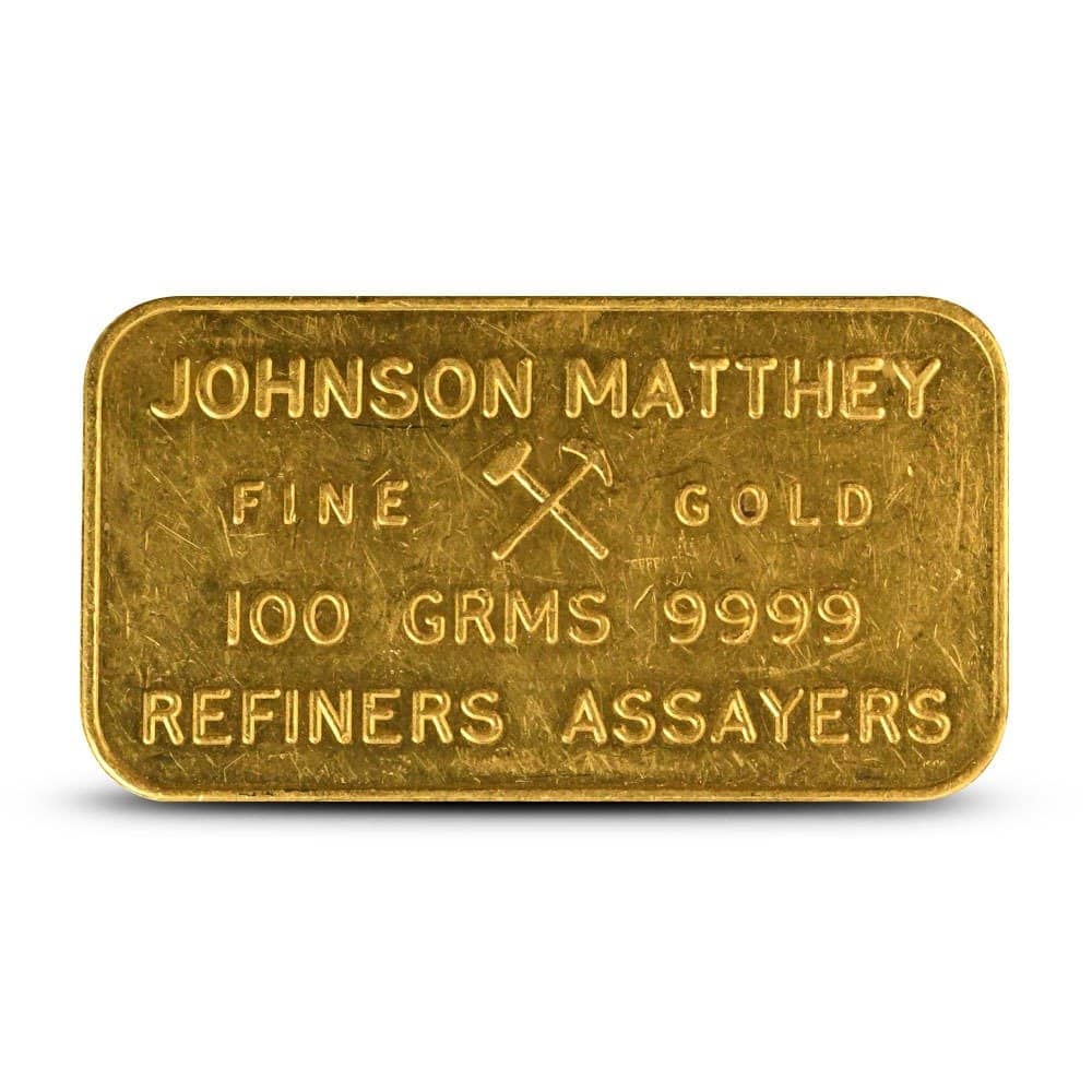 100 Gram Johnson Matthey Pressed Gold