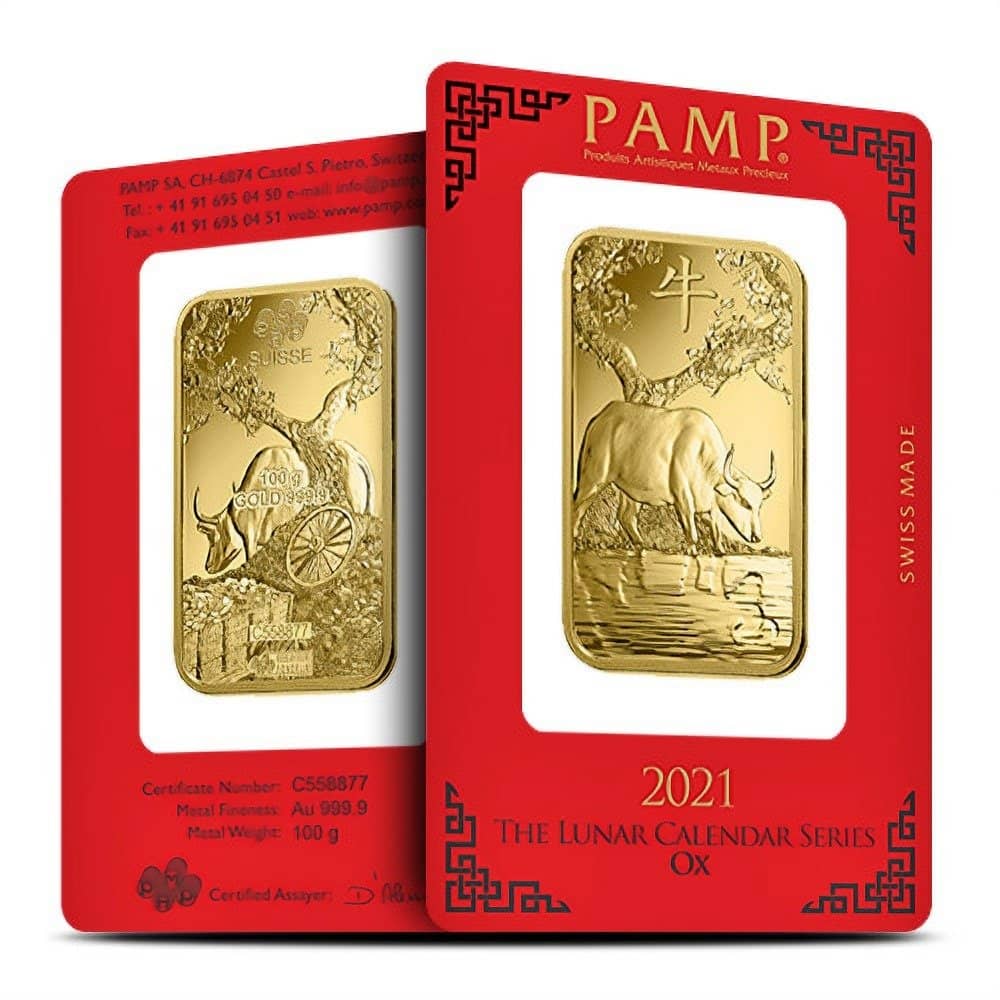 100 Gram PAMP Suisse Lunar Ox Gold 100 Gram PAMP Suisse Lunar Ox Gold