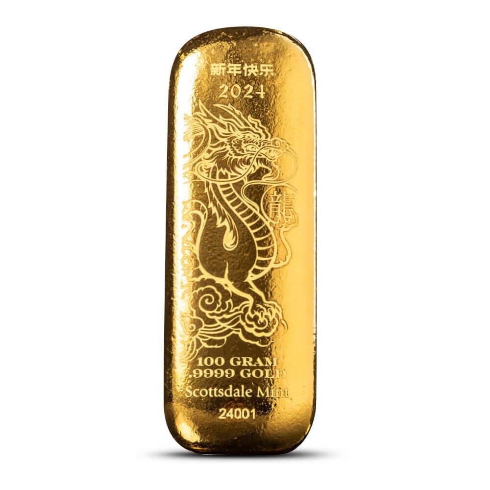 100 Gram Scottsdale Gold Dragon Bar