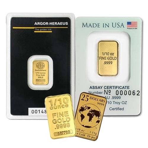 1/10 oz Gold Bar For Sale