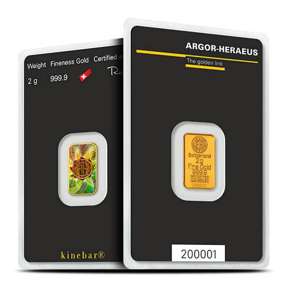 2 Gram Argor Heraeus Kinebar Gold Bar