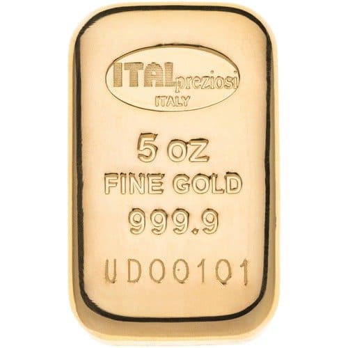 5 oz Italpreziosi Cast Gold Bar